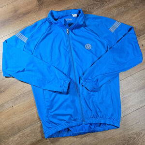 Nashbar Cycling Jacket Mens L Blue Full Zip Fleece Lined Reflective Bike